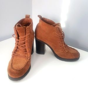 Brown Chunky Lace-up Bootie sz 6.5